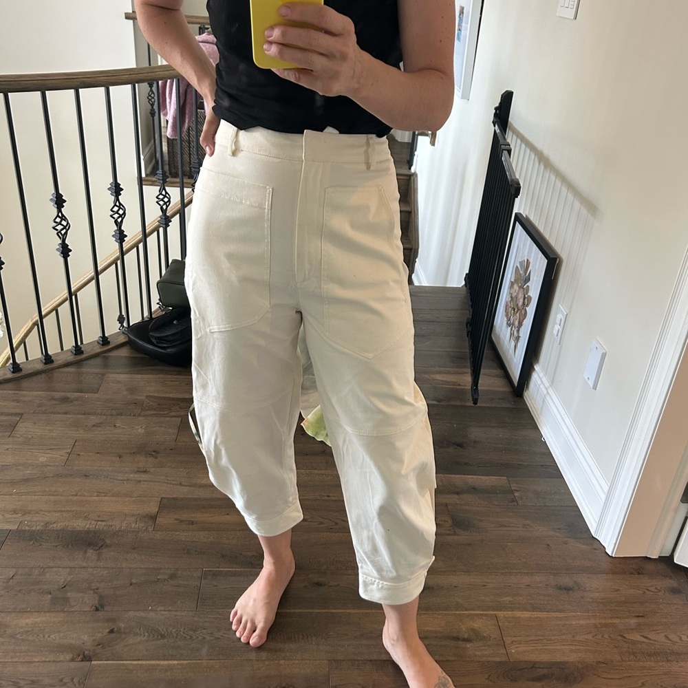 Tibi Cream Ankle Cropped Pants
